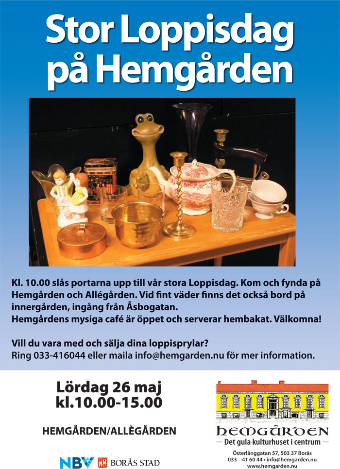 Loppis på Hemgården, lördag 26 maj kl 10-15